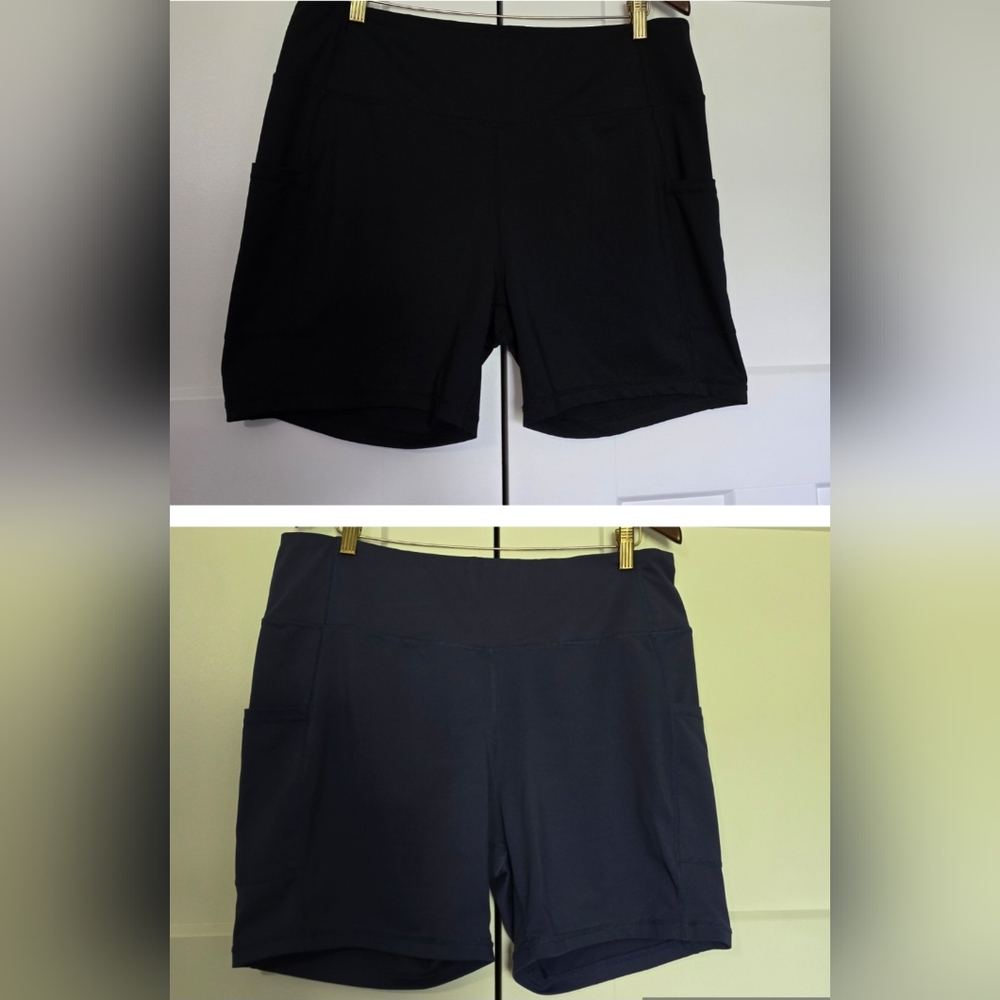 2 Pair Baleaf Black and Blue Bike Shorts